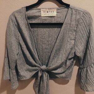 NWOT • Hiatus Cropped Self-Tie Blouse